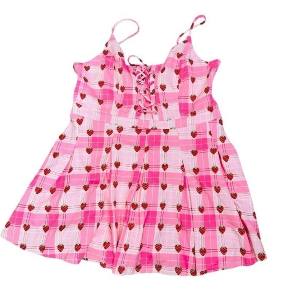 Pink Plaid Dress with Heart Pattern